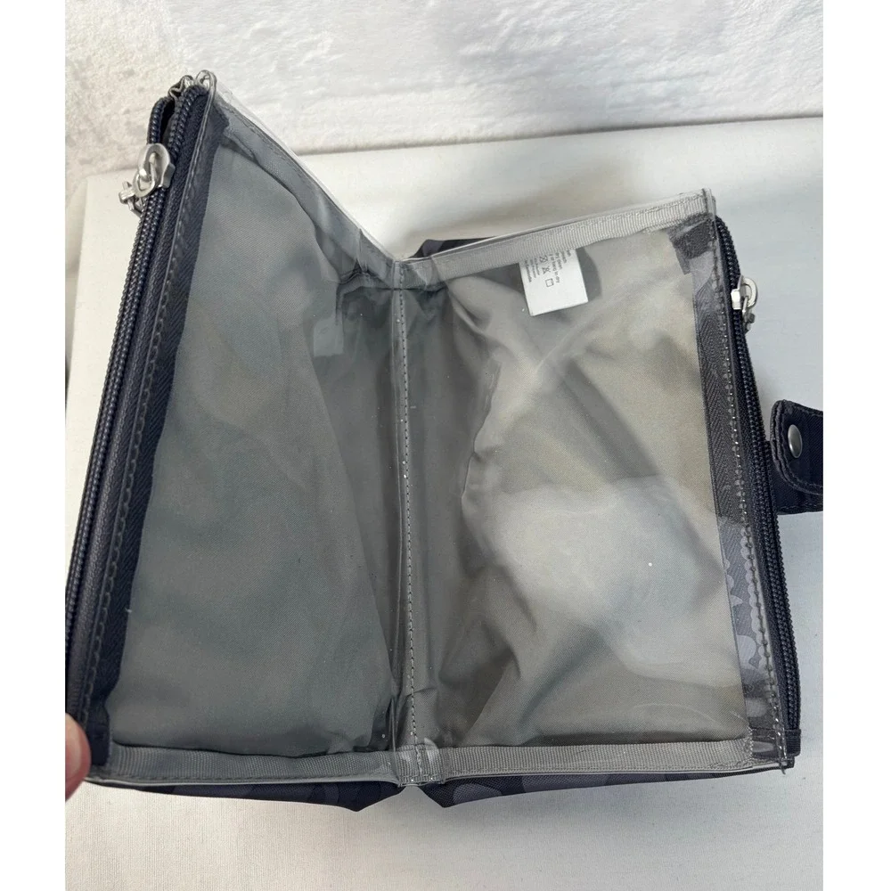 Baggallini Gray Camo Double Zip Cosmetic Toiletry Pouch Travel Bag Small
